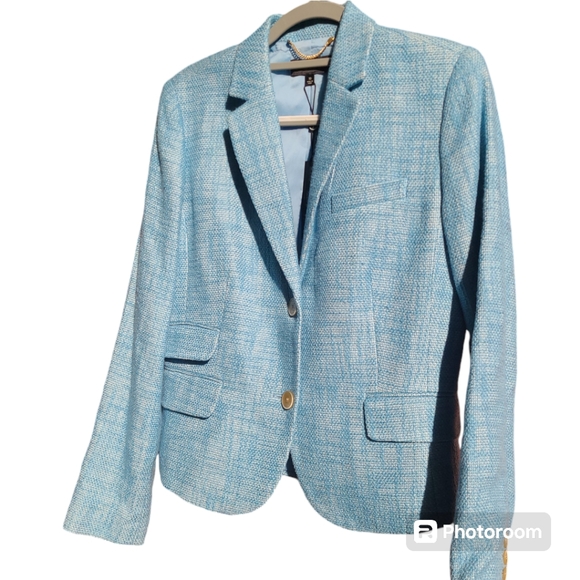 🔥Talbots Blazer Blue Tweed Jacket Women Size 10 NWT linen cotton blend - Picture 3 of 17